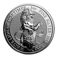 Pre-Owned 2020 UK Queen's Beasts The White Lion of Mortimer 2oz Silver Coin - VAT Free