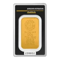 100 Gram Argor-Heraeus Gold Bar (In Assay Card)