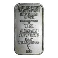 1981 U.S. Assay Office 1 oz Silver Bar VINTAGE TONED