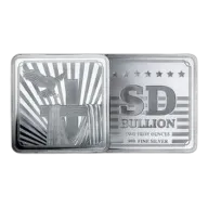 2 oz SD Bullion Cross and Flag Square Silver Bar