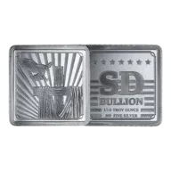 1/10 oz SD Bullion Cross and Flag Square Silver Bar