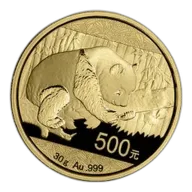 China Gold Panda 30 g 500 Yuan - BU - Mint Sealed - Random Date