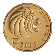 1992 1 oz Singapore Gold Lion Bullion Coin