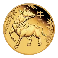2021 1/4 oz Australia Gold Lunar Ox BU - Series III