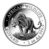 Pre-Owned Somalian African Wildlife Leopard 1oz Silver Coin - Mixed Dates - VAT Free
