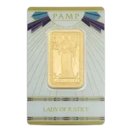 1 oz Gold Bar | PAMP Lady Of Justice (In Assay)
