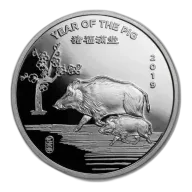2019 1 oz Silver Year of the Pig Apmex Round