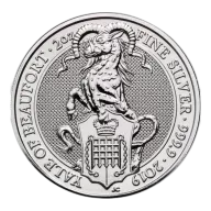 Pre-Owned 2019 UK Queen's Beasts The Yale of Beaufort 2oz Silver Coin - VAT Free
