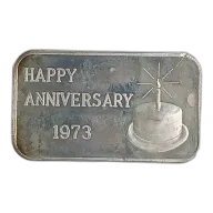 1973 Happy Anniversary 1 oz Silver Bar VINTAGE