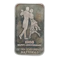 1985 Happy Anniversary Dancing Couple 1 oz Silver Bar VINTAGE