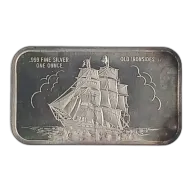 Old Ironsides Ship 1 oz Silver Bar VINTAGE