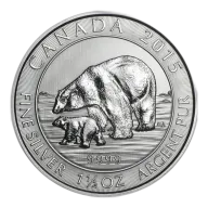 Pre-Owned 2015 Canadian Polar Bear 1.5oz Silver Coin - VAT Free