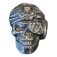 4 oz .999 Fine Silver Bar - Hand Poured Pirate Skull 3D Art (Secondary Market)
