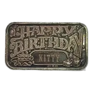 1984 Happy Birthday (KITTY) 1 oz Silver Bar VINTAGE (ENGRAVED)
