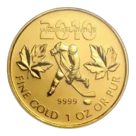 Vancouver Olympic Hockey Gold Maple Leaf, 1 oz .9999 - 2010