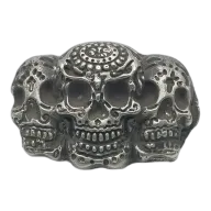 11.55 oz Day of the Dead Triple Skulls Silver