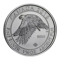 2016 Canadian 1 1/2 oz Silver Snow Falcon Coin (Varied Condition)