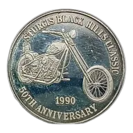 1990 Sturgis Black Hills Classic Motorcycle 50th Anniv. 1 oz Silver Round