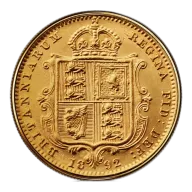 Half Gold Sovereign Queen Victoria, Jubilee Head Shield Back (1887-1893)