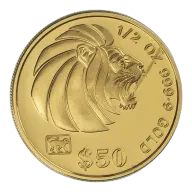 1992 1/2 oz Singapore Gold Lion Bullion Coin