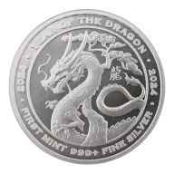 1 oz Silver Round - First Mint, 2024 Year of the Dragon