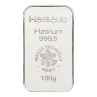 100 Gram Heraeus Platinum Bullion Bar (Pre-Owned in Good Condition)