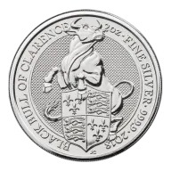 Pre-Owned 2018 UK Queen's Beasts Black Bull of Clarence 2oz Silver Coin - VAT Free