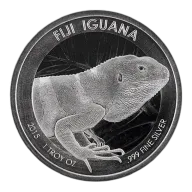 Pre-Owned 2015 Fiji Banded Iguana 1oz Silver Coin in Certi-Lock - VAT Free