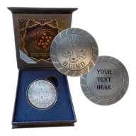 Custom Engraved 1oz .999 Fine Silver Poker Chip Big Blind Button Marker with Gift Box