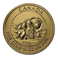 2015 1/4 Oz Canadian Polar Bear & Cub Gold Coin - BU