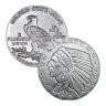 1 10 oz Incuse Indian Fractional Silver Round