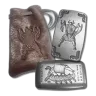 5 oz .999 Fine Silver Bar - Monarch Viking Warrior with Double Axe and Custom Leather Pouch