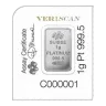 1 Gram Pamp Suisse Platinum Bar - In Assay