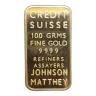 100 gram Johnson Matthey Credit Suisse Gold Bar