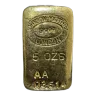 5 oz Johnson Matthey London Poured Gold Bar NYB